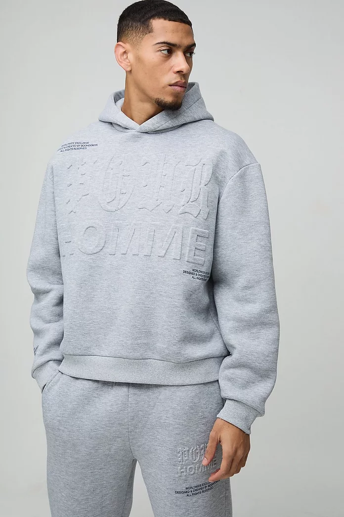 Oversized Boxy Homme Printed Embossed Tracksuit | boohooMAN USA Oversized Boxy Homme Printed Embossed Tracksuit | boohooMAN USA
